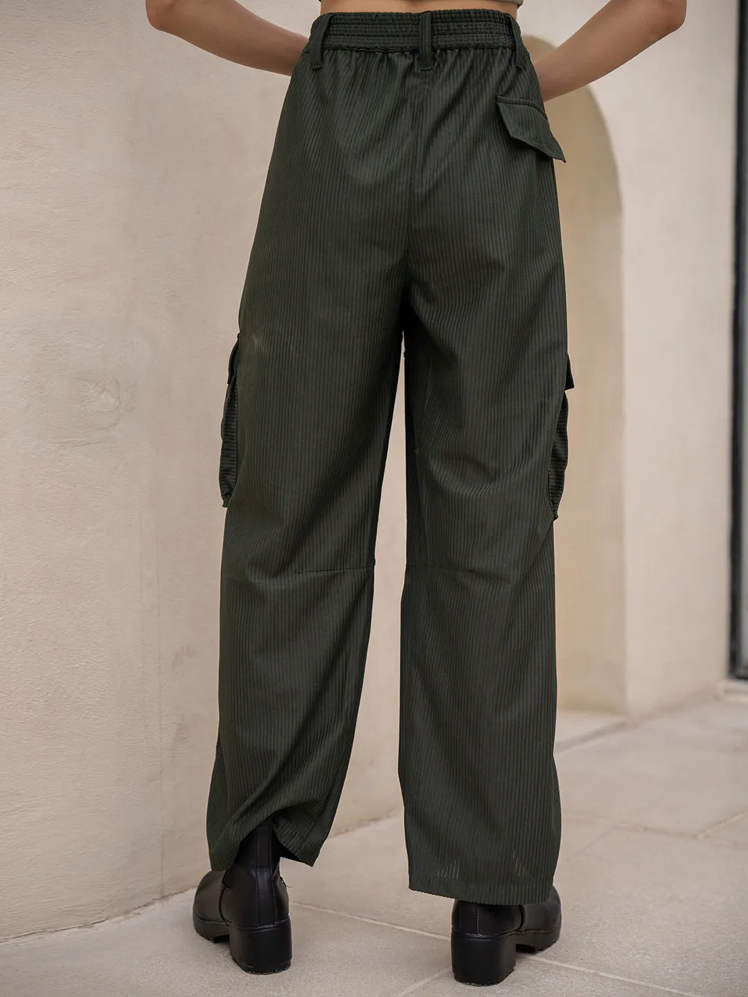 Corduroy Dark Green Cargo Pants