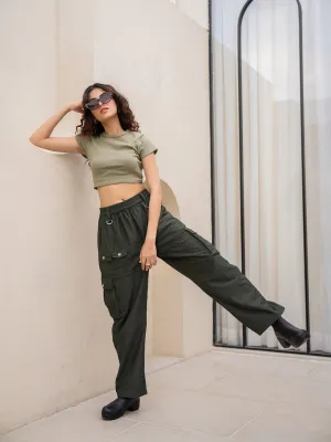 Corduroy Dark Green Cargo Pants