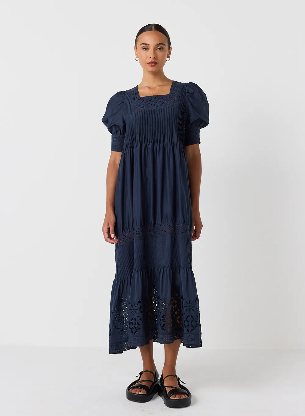 Corinne Silk Cotton Midi Dress