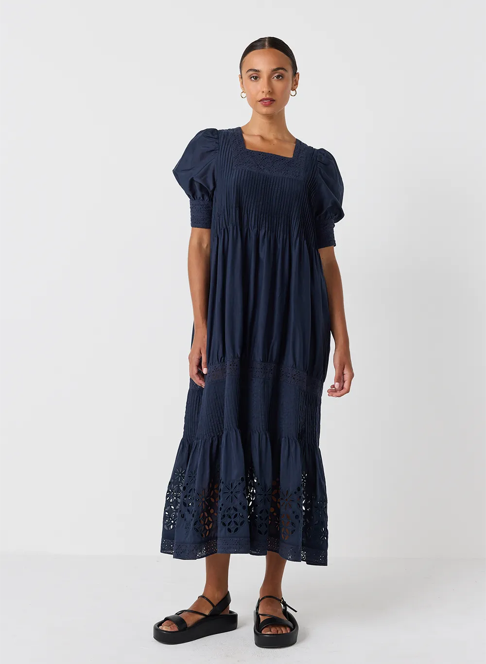 Corinne Silk Cotton Midi Dress