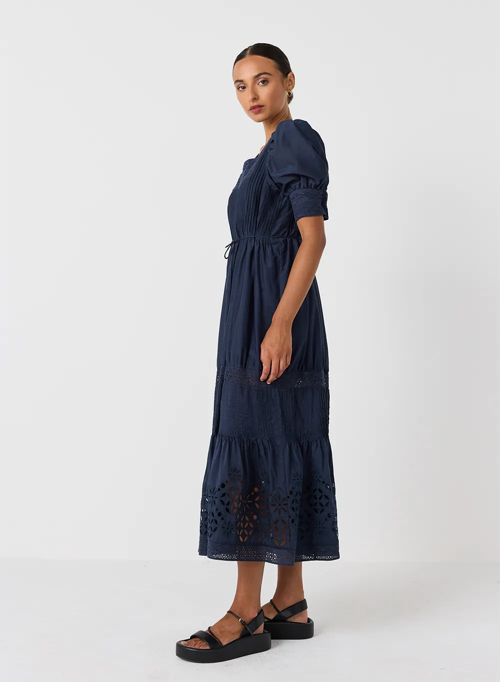 Corinne Silk Cotton Midi Dress