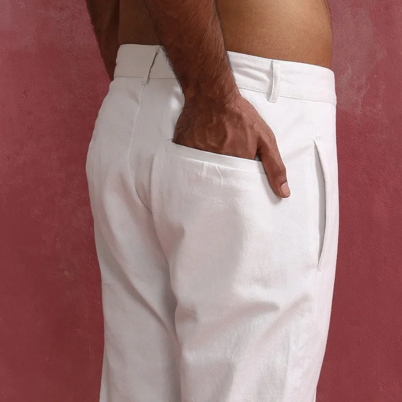 Cotton White Twill Pants for Men