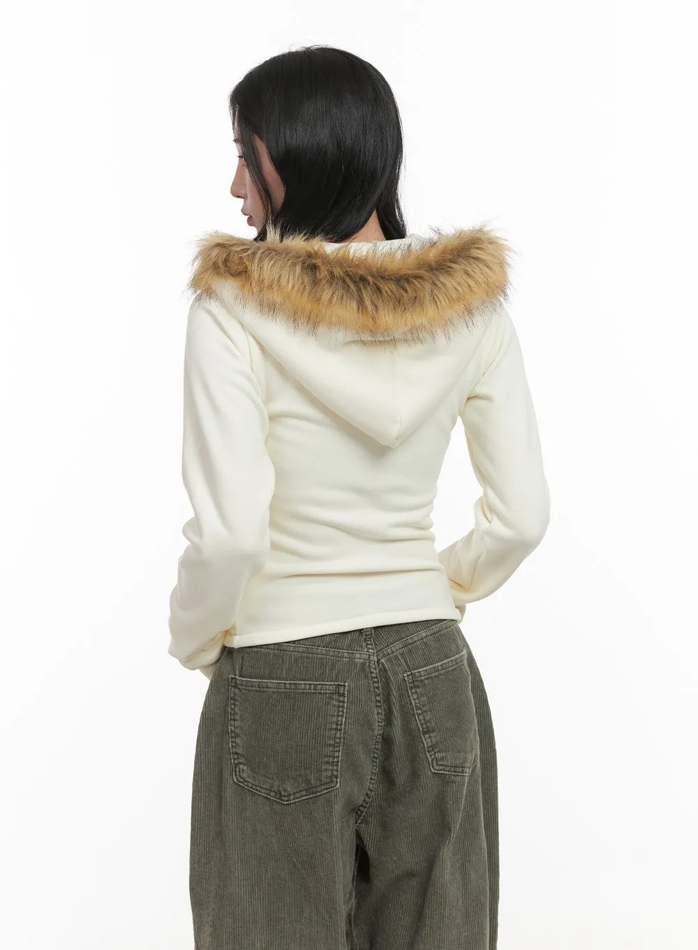 Cozy Fur Hooded Crop Jacket CD404