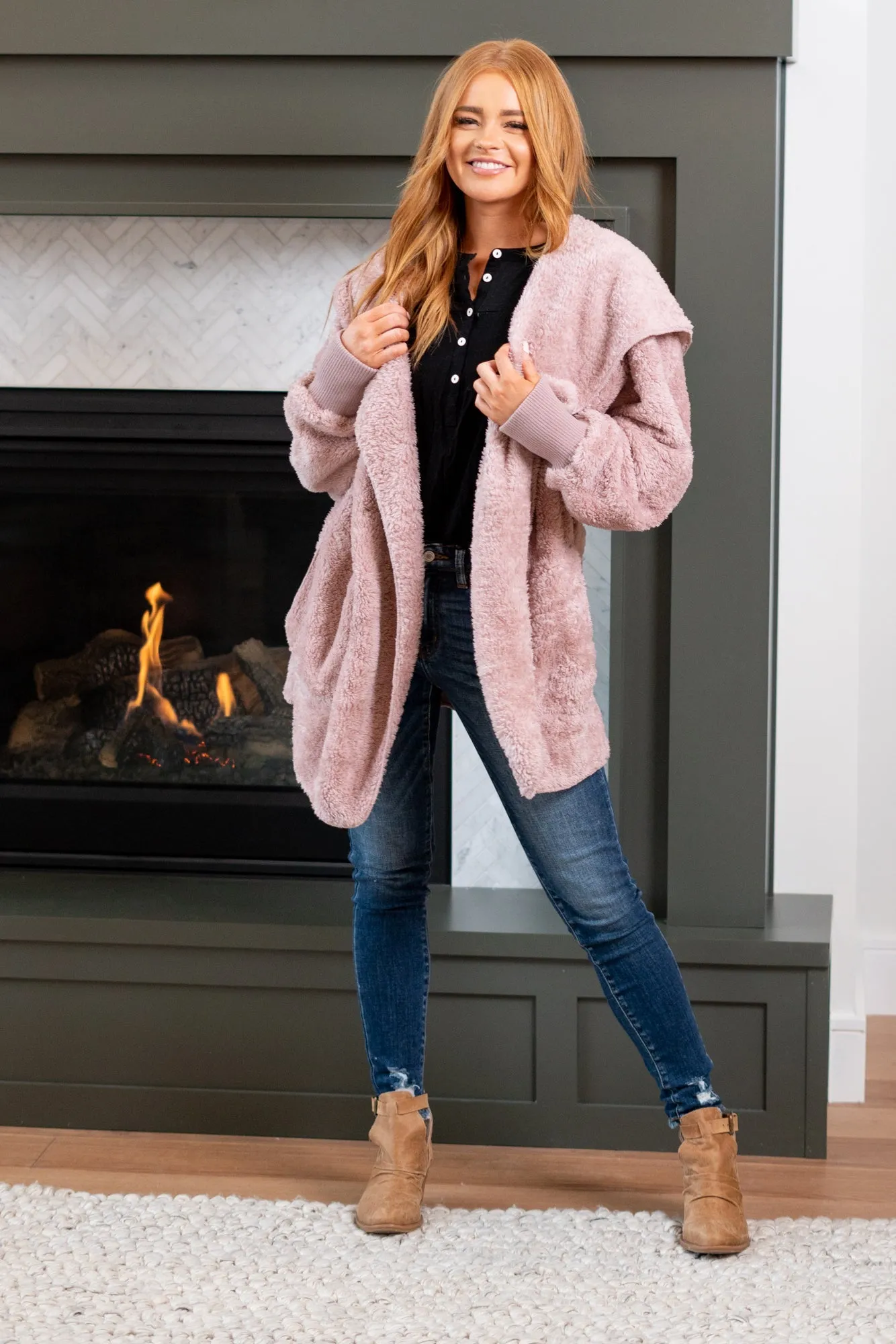 Cozy Sherpa Jacket - Dusty Lilac