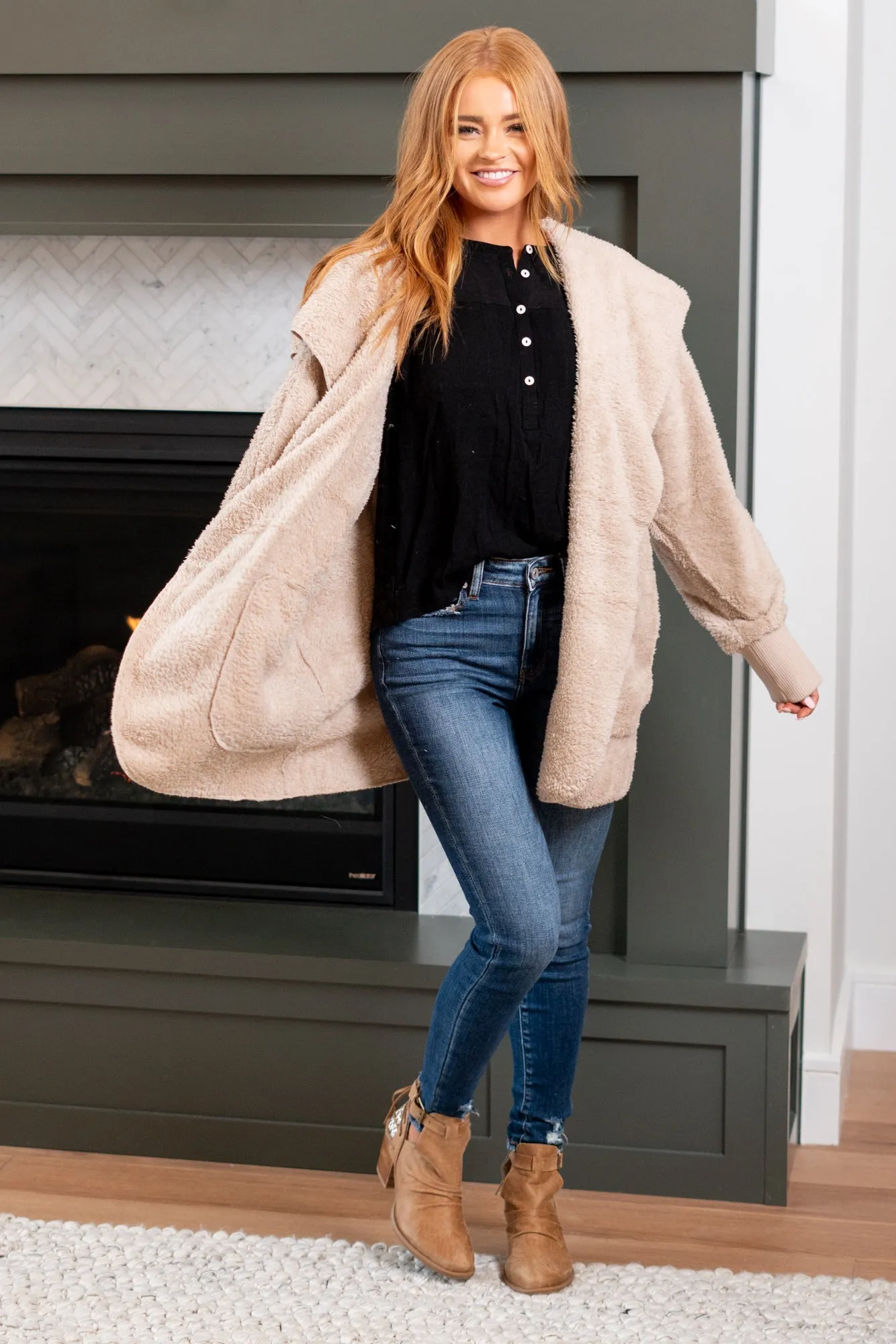 Cozy Sherpa Jacket - Taupe