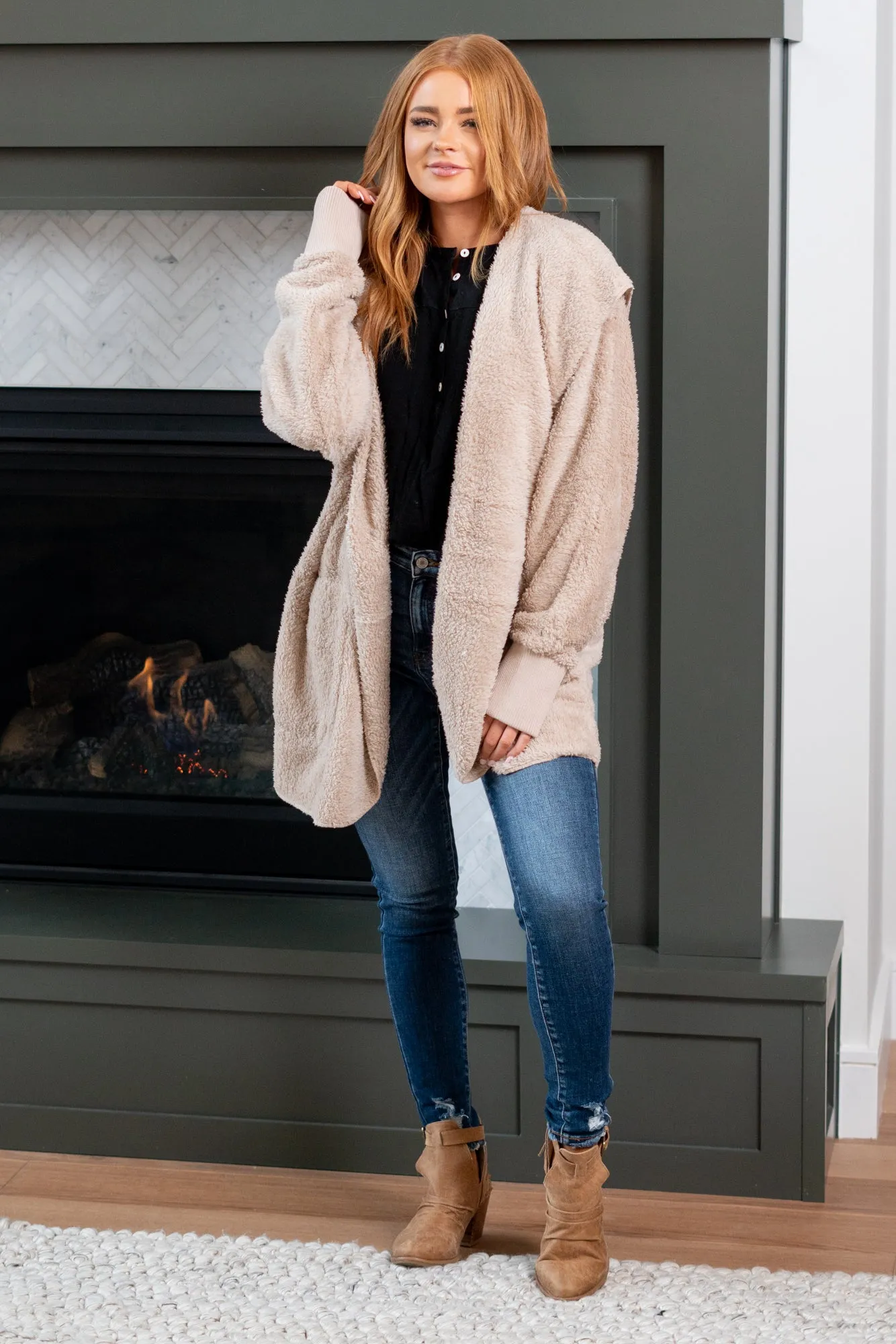 Cozy Sherpa Jacket - Taupe