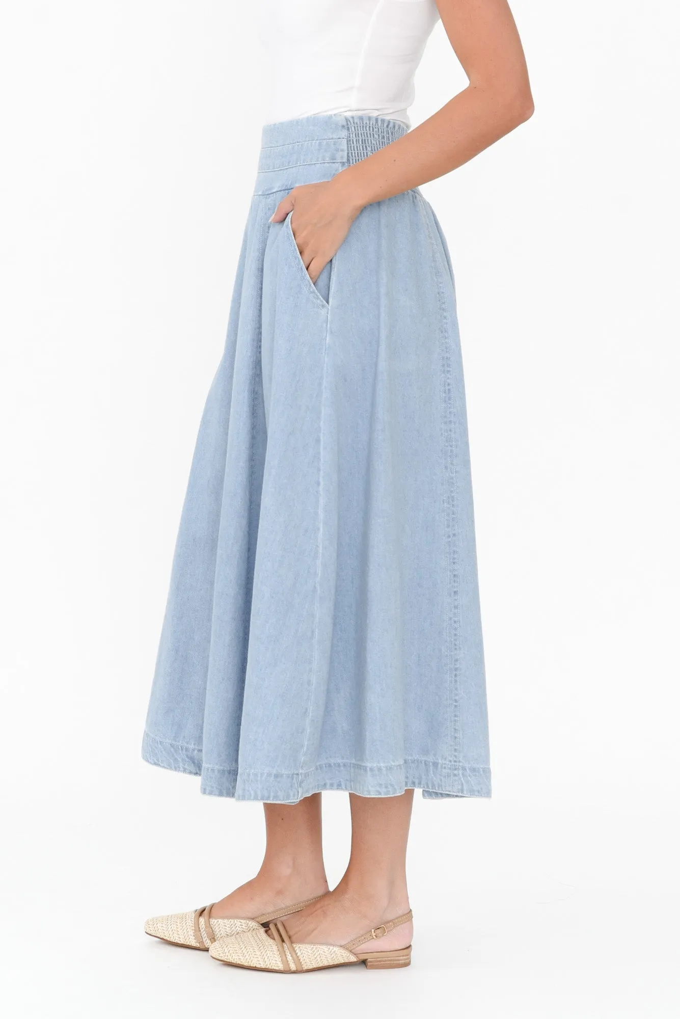 Darcy Light Wash Denim Skirt