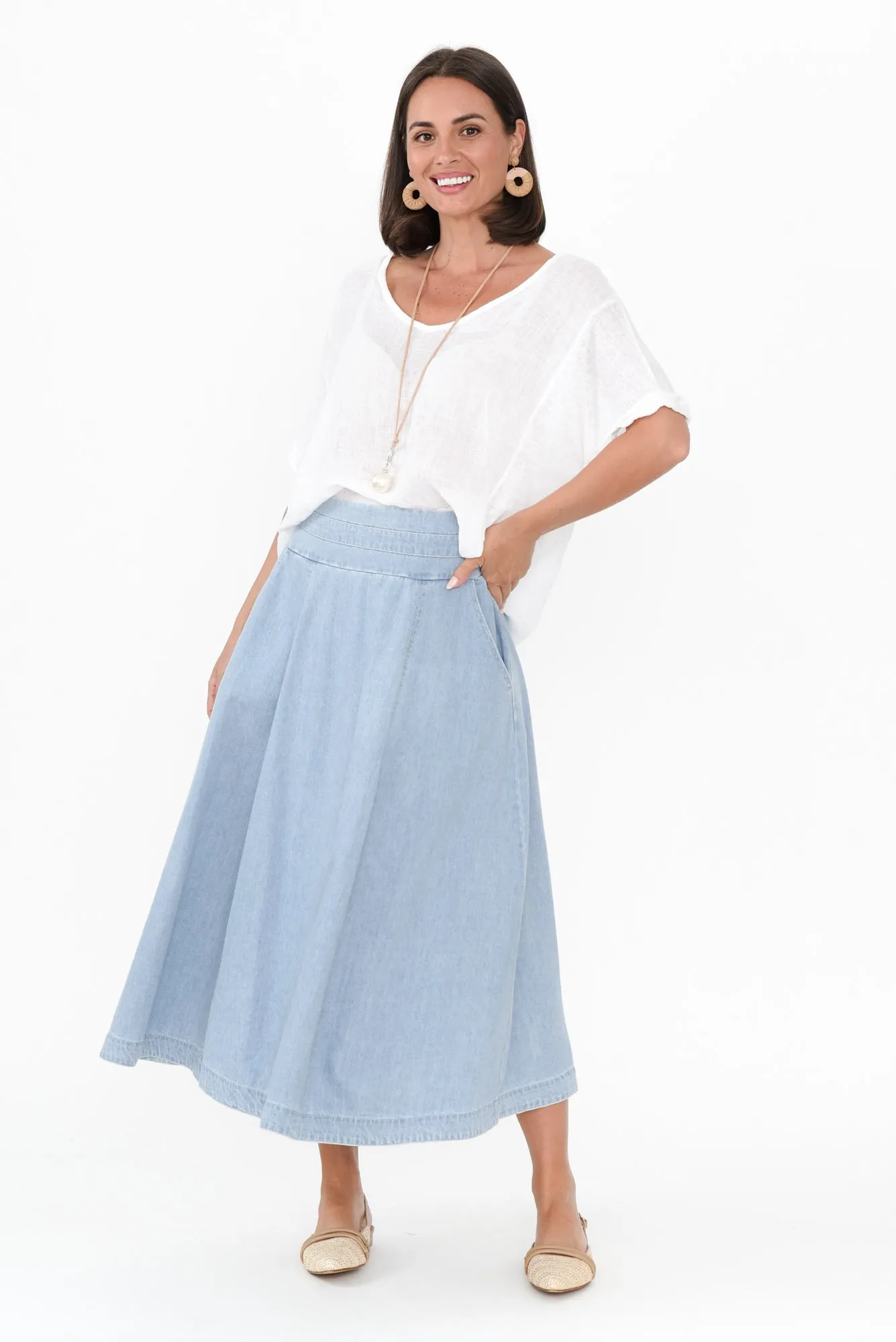 Darcy Light Wash Denim Skirt