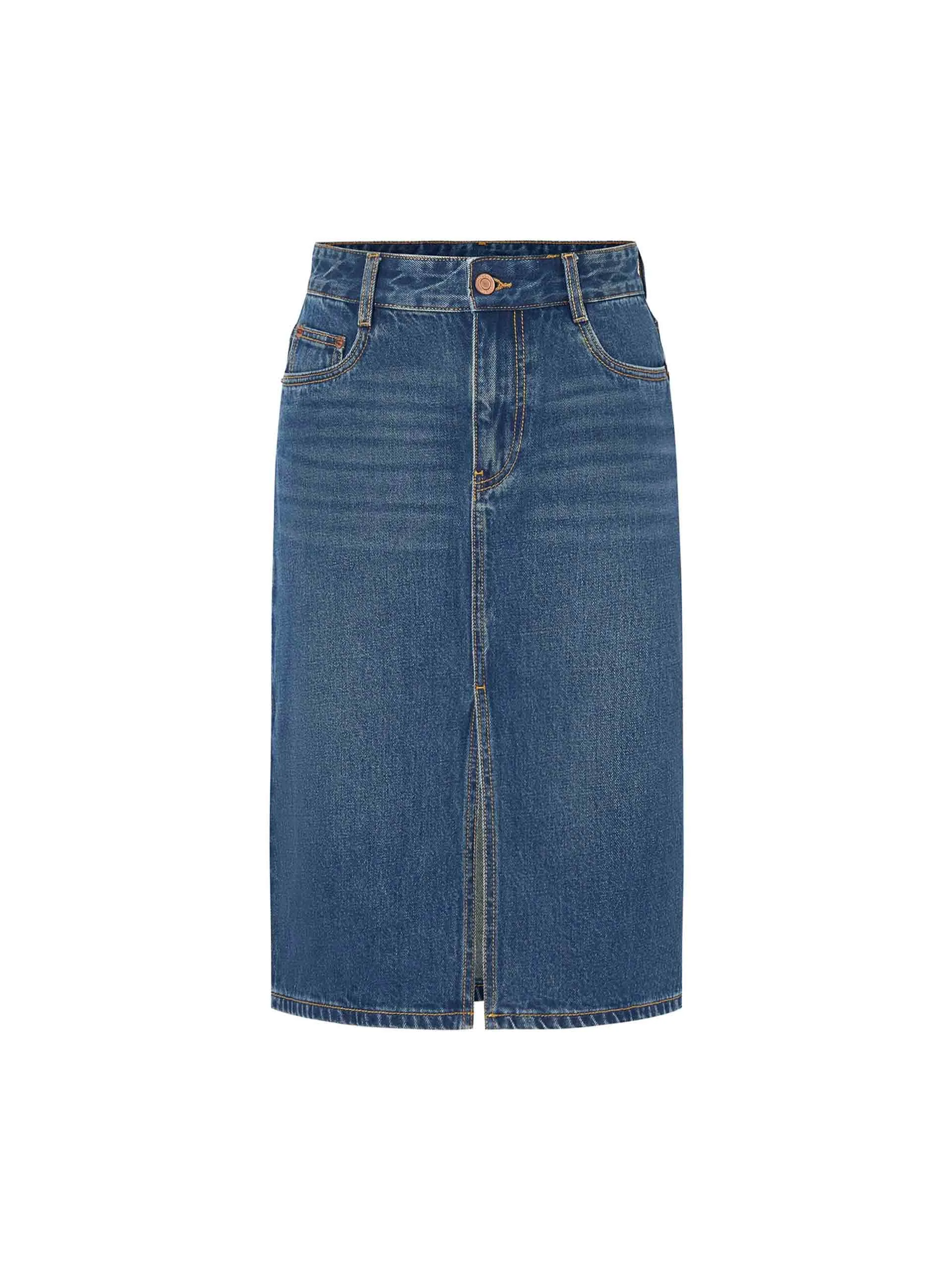 Denim Front Slit Skirt