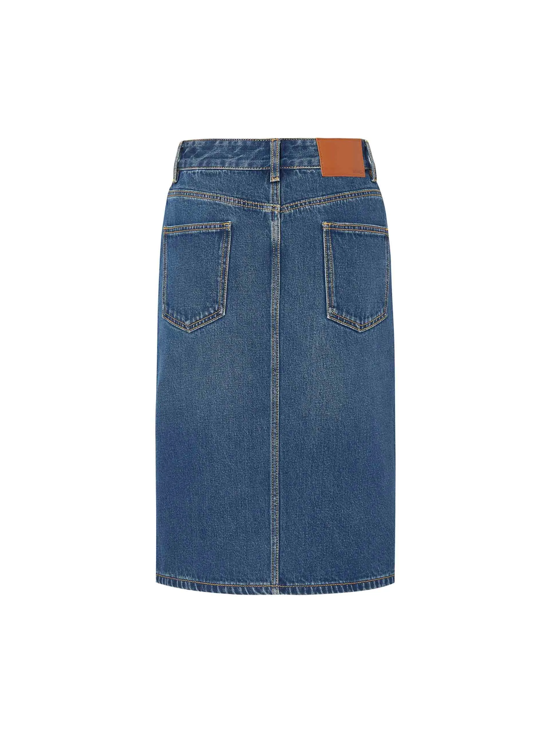 Denim Front Slit Skirt