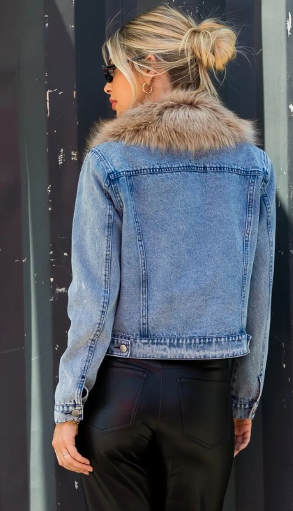 Denim Jacket with Removeable Fur Collar