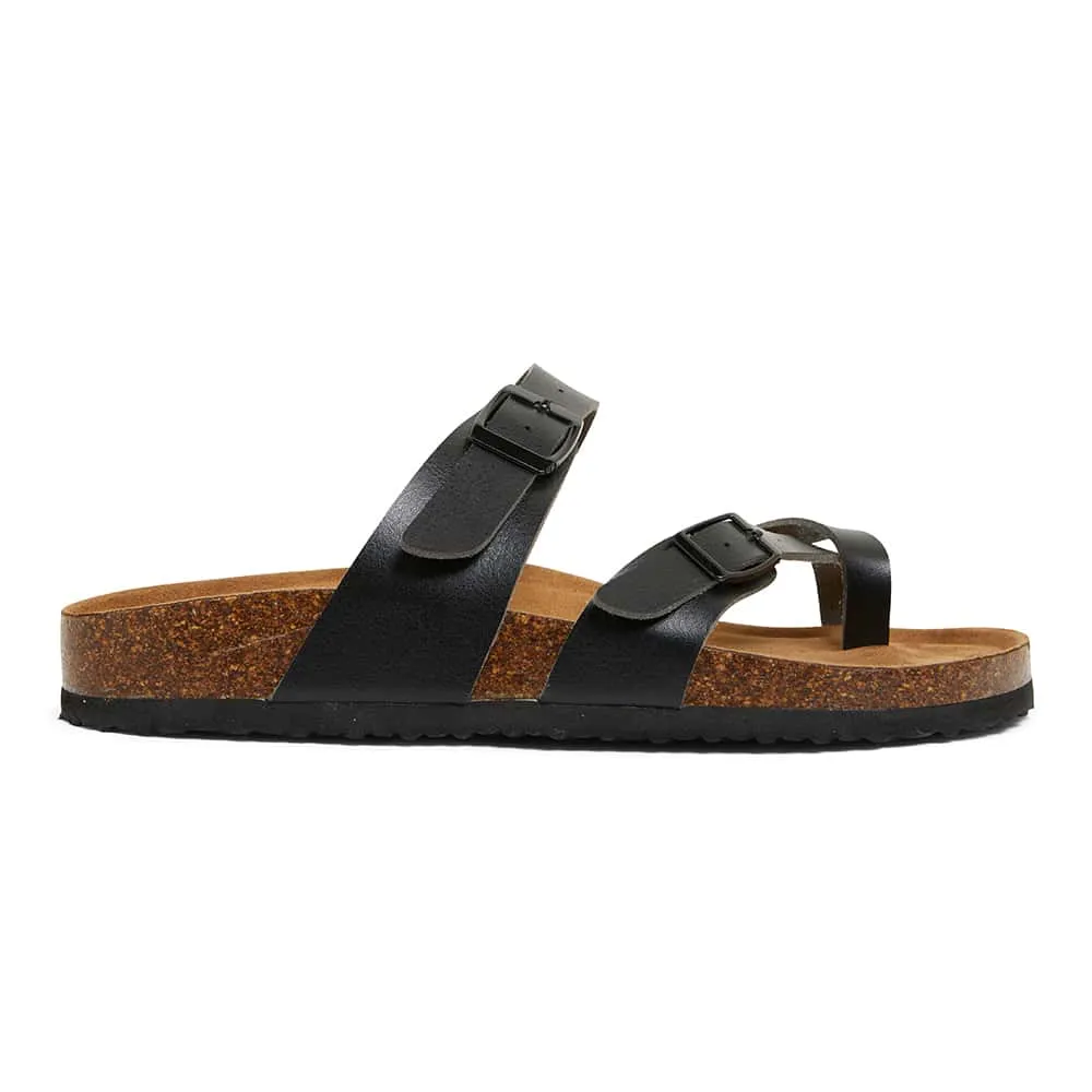 Deva Sandal in Black Smooth