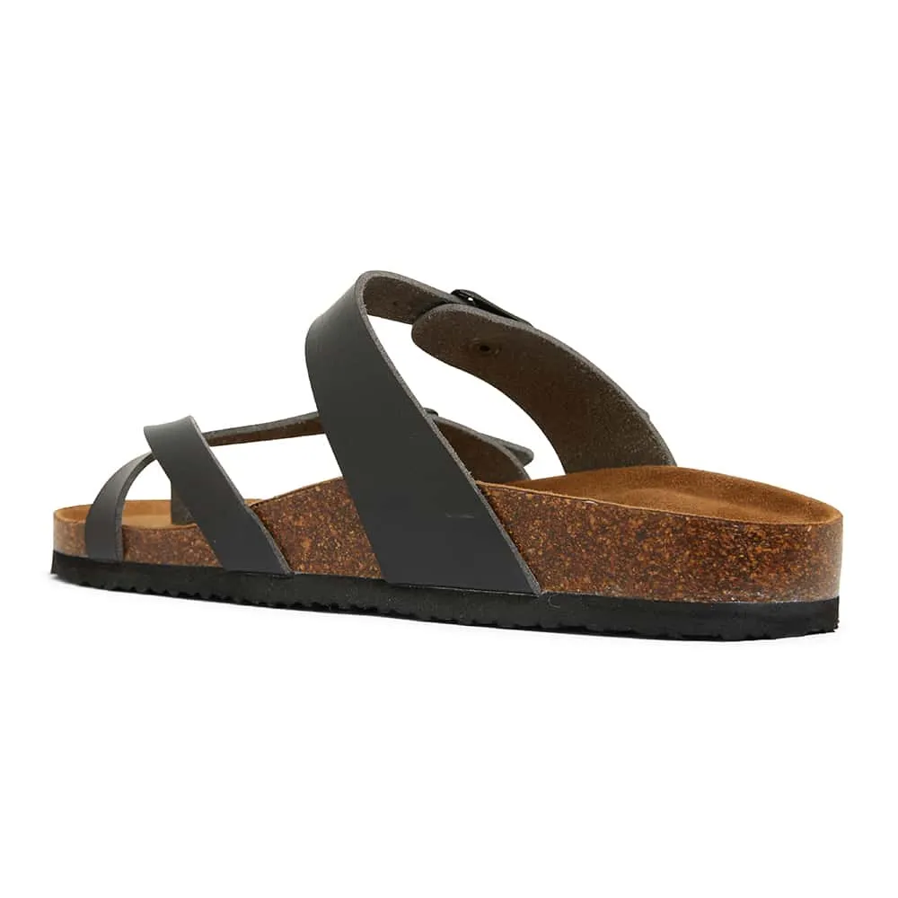 Deva Sandal in Black Smooth