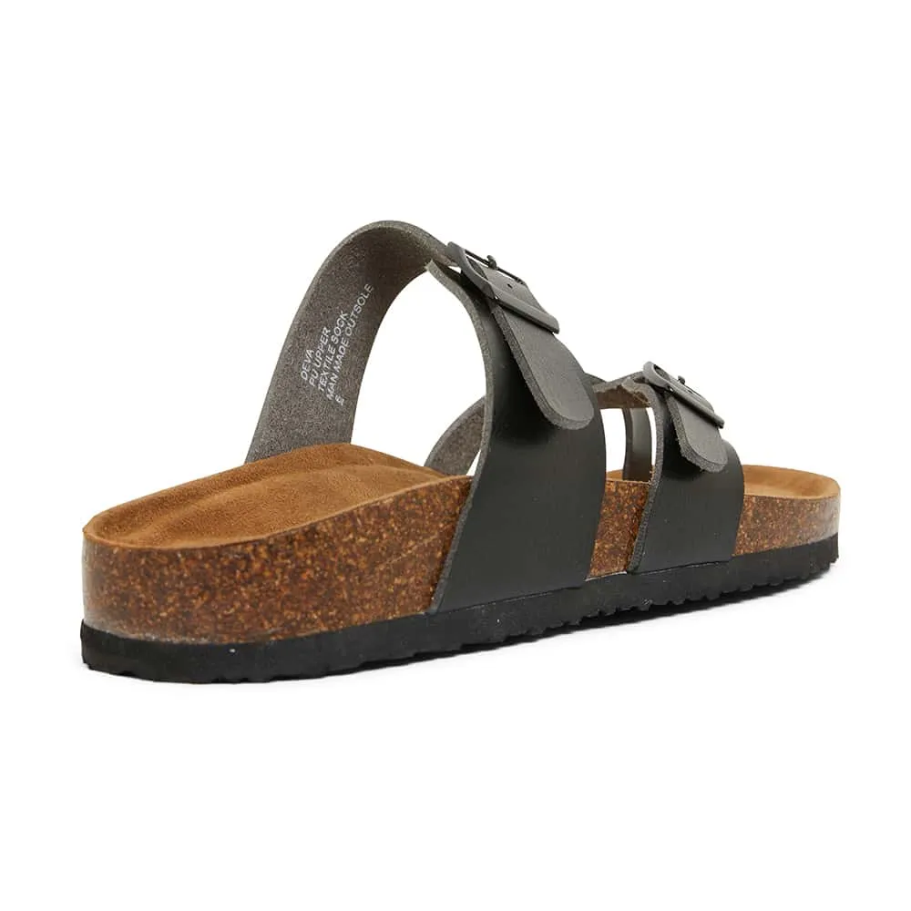 Deva Sandal in Black Smooth