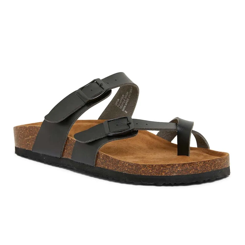 Deva Sandal in Black Smooth