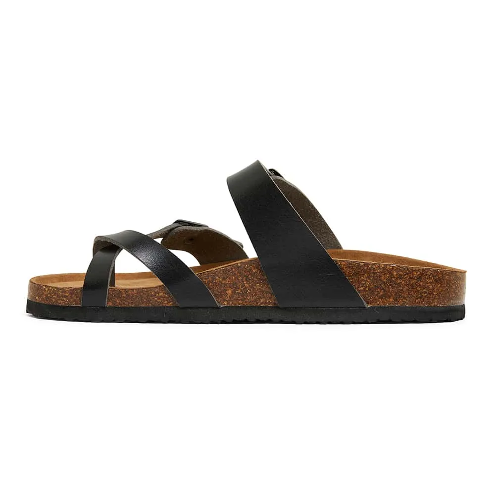 Deva Sandal in Black Smooth