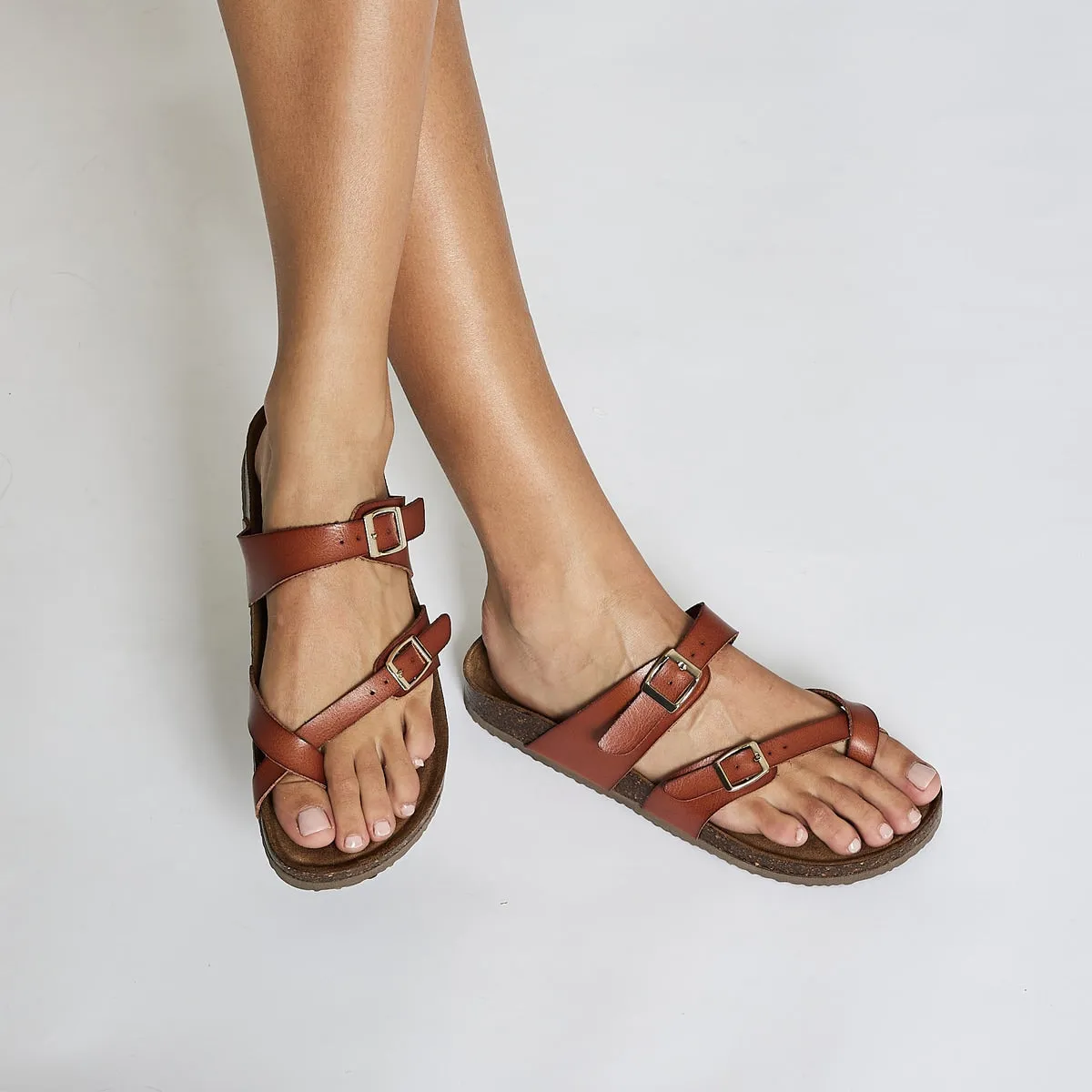 Deva Sandal in Cognac Smooth