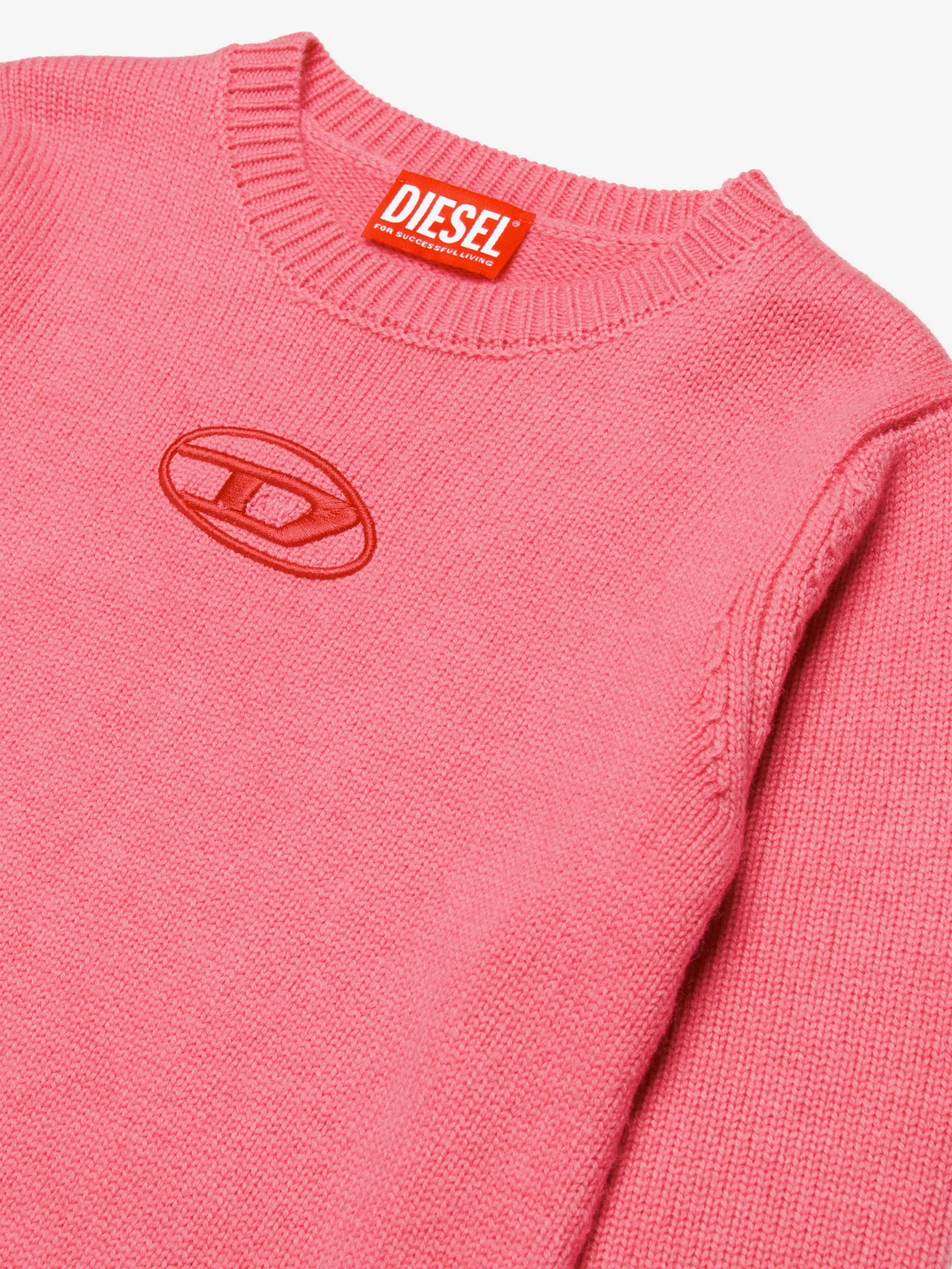 Diesel Girls Oval D Sweater Dress in Pink