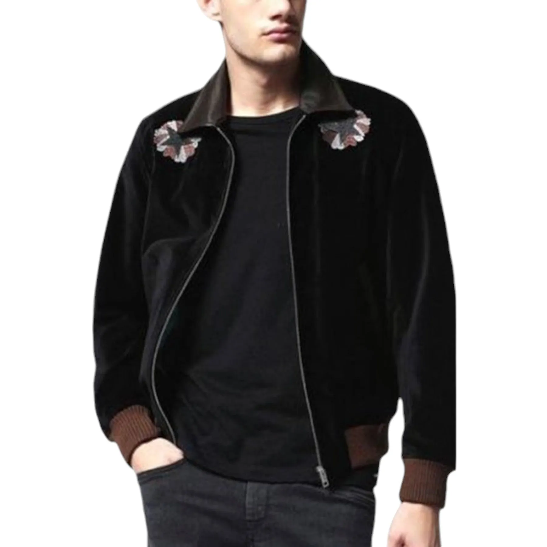 DIESEL J VARADERO 900 Mens Bomber Jacket Velvet Cotton Winter Outwear Coat