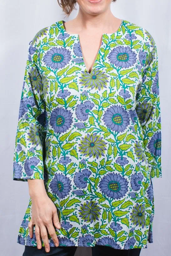 Dolma Cotton Tunic Purple Botanical