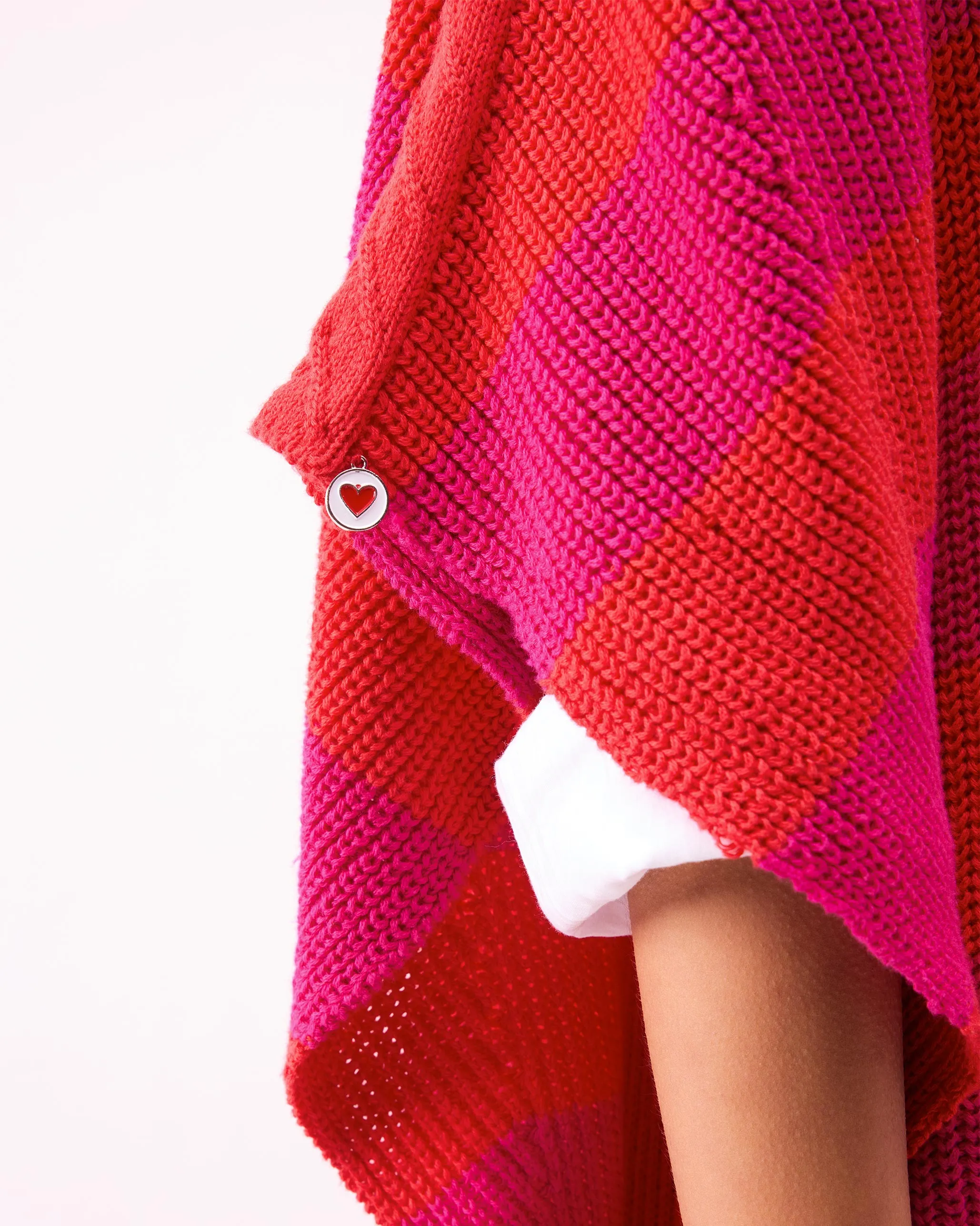 Dream High-low Hem Sweater - Fuchsia & Bright Red Stripes