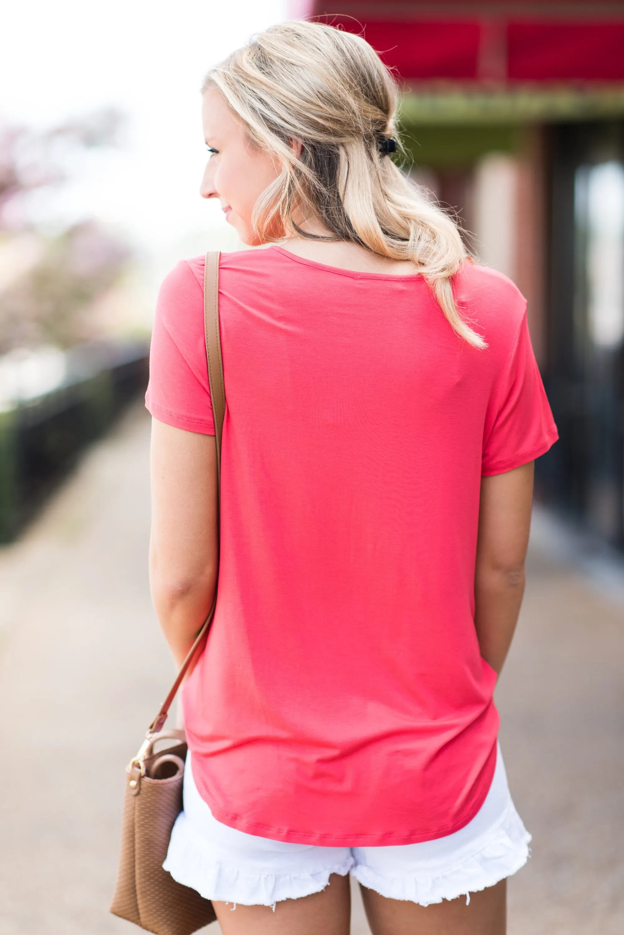 Easy Life Coral Pink Wrap Top