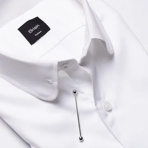 Egyptian White 60's Poplin Club Collar Shirt - Pin Collar