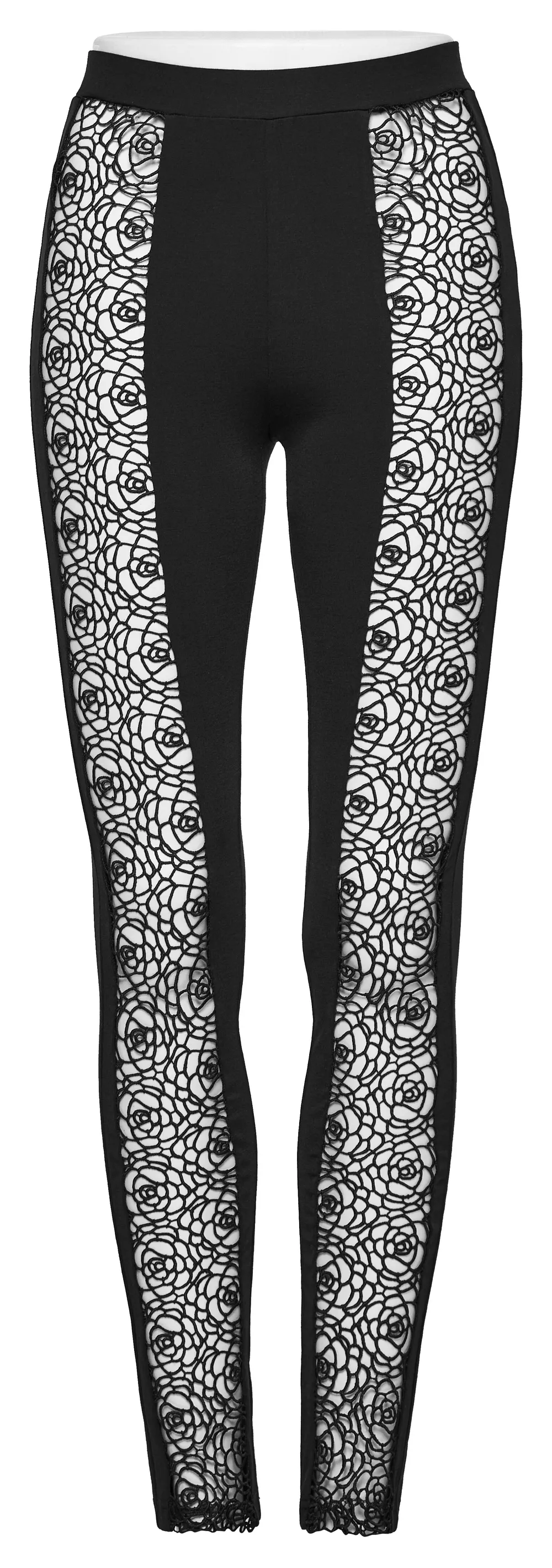 Elegant Black Lace Hollow Out Slim Fit Leggings