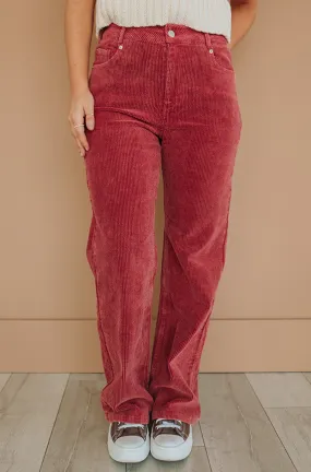 Elise Red Wide Leg Corduroy Pants - FINAL SALE - FINAL FEW