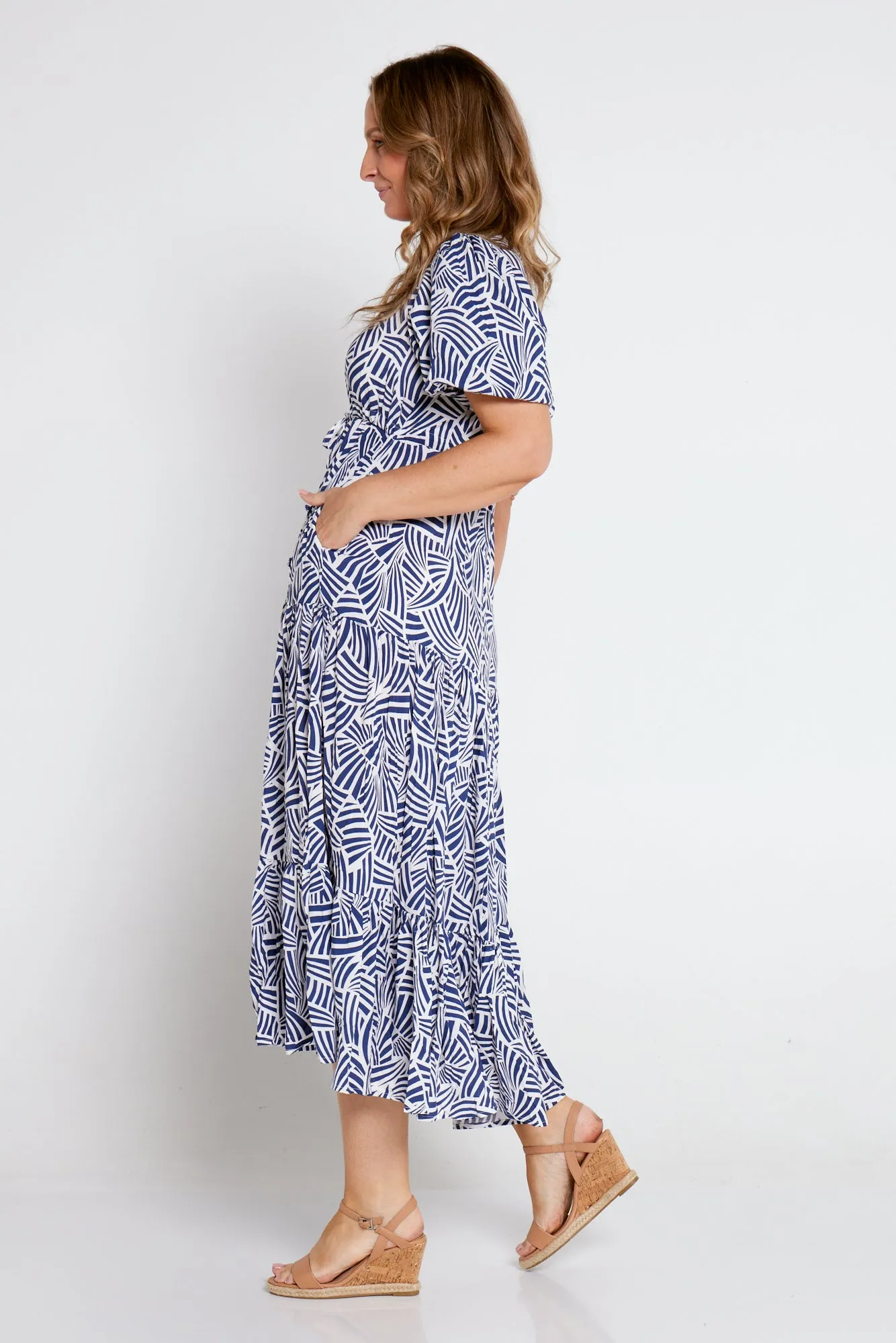 Ellie Midi Dress - Blue Print