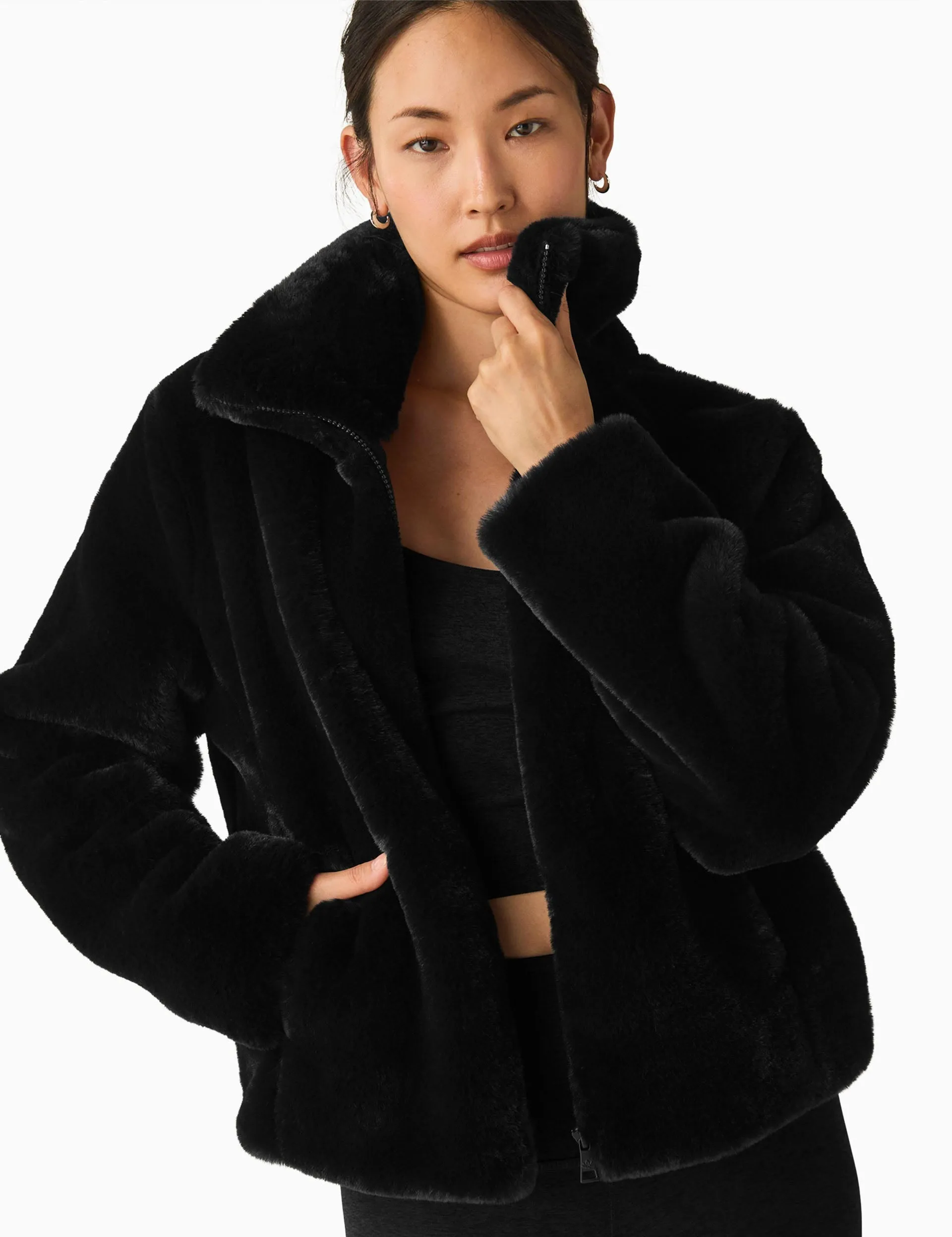 Faux Fur Jacket - Black