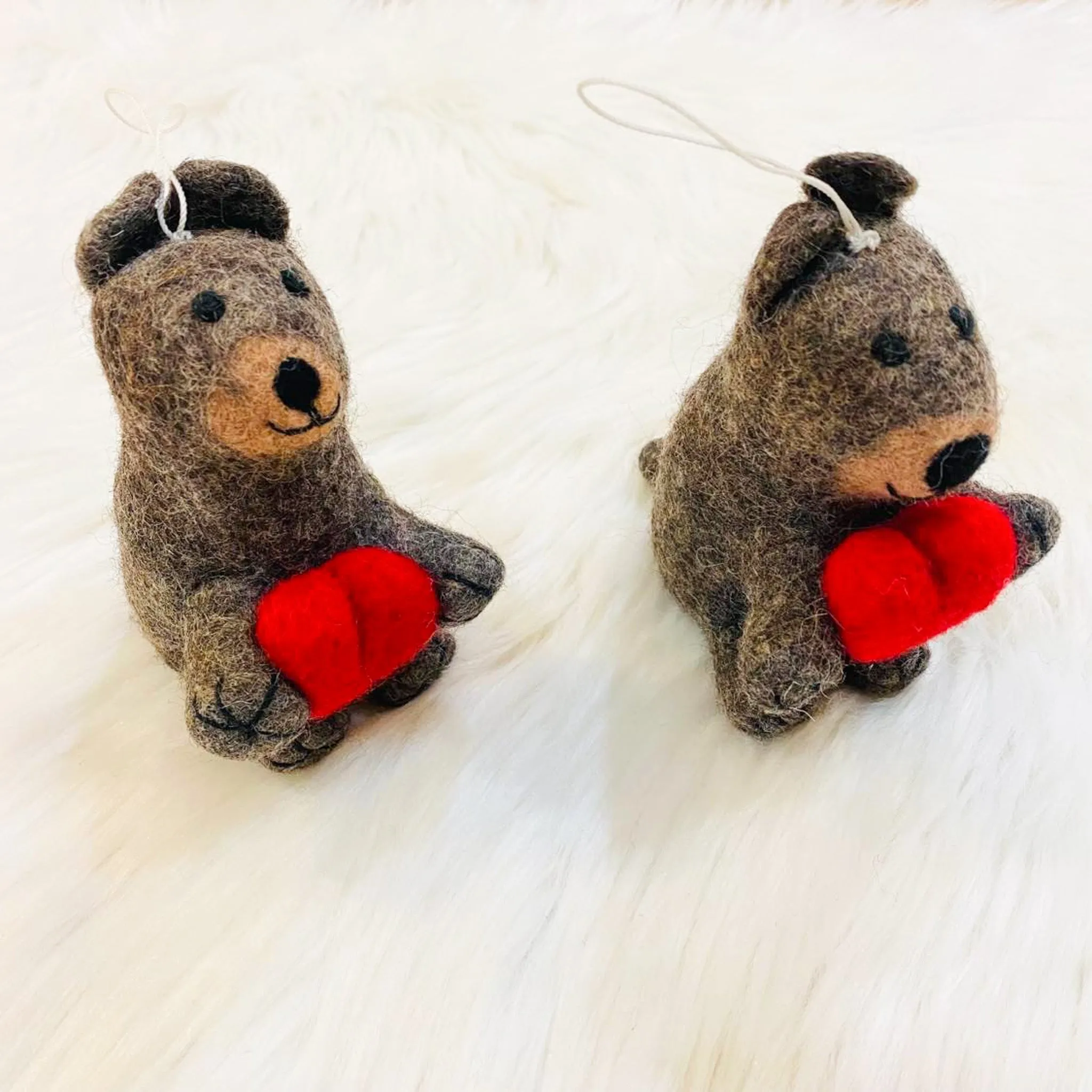 Felted Teddy Bear Ornaments