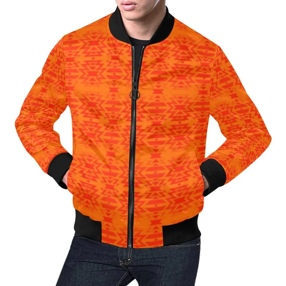 Fire Colors and Turquoise Orange Bring Them Home Bomber Jacket for Men