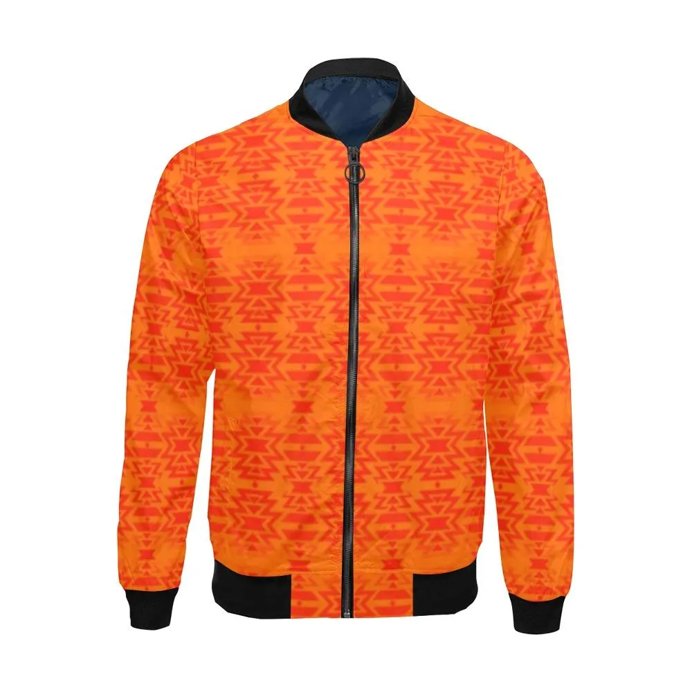 Fire Colors and Turquoise Orange Bring Them Home Bomber Jacket for Men