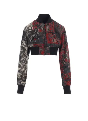 FLORAL JACQUARD CROPPED BOMBER JACKET