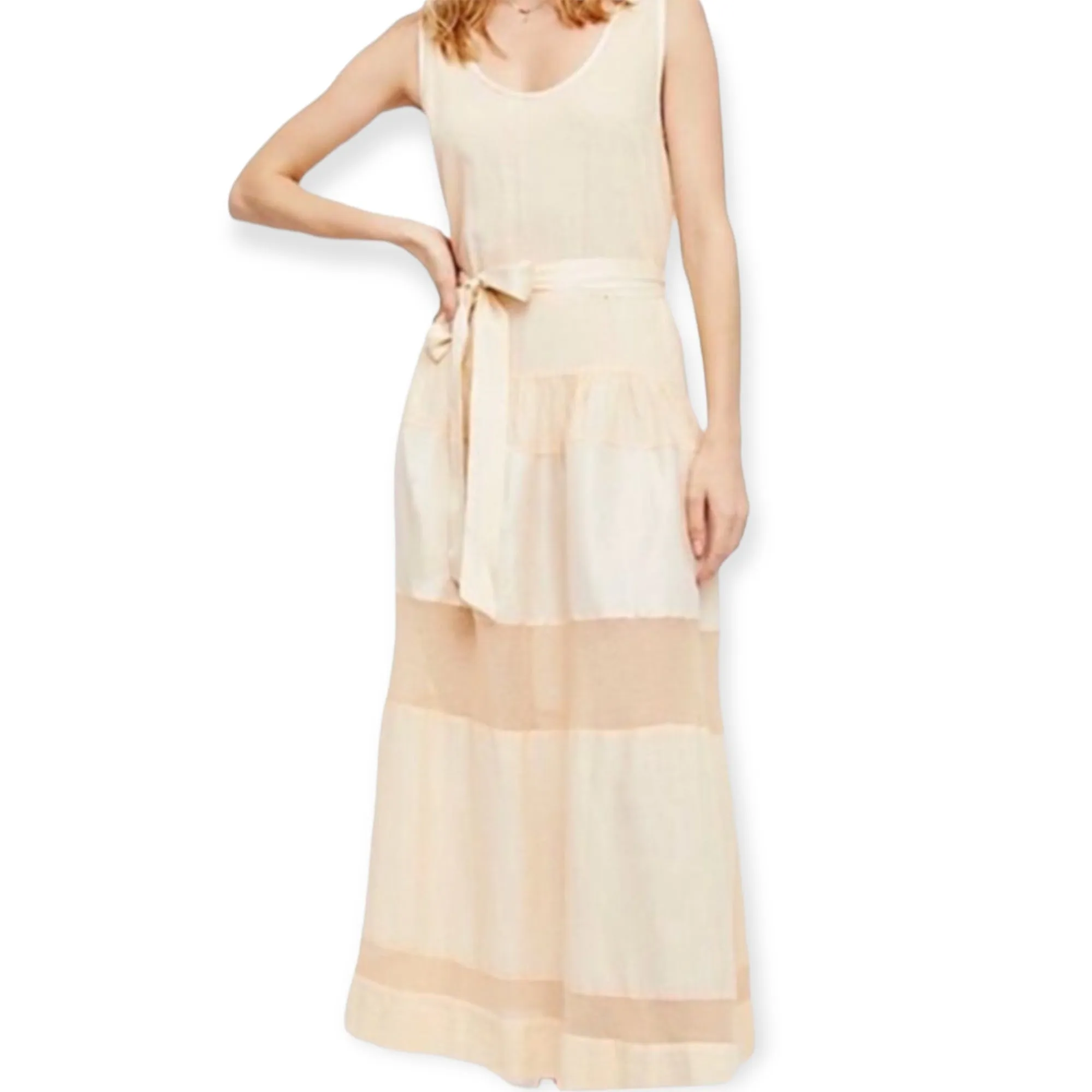 Free People Sleeveless Cream Panel Maxi Dress