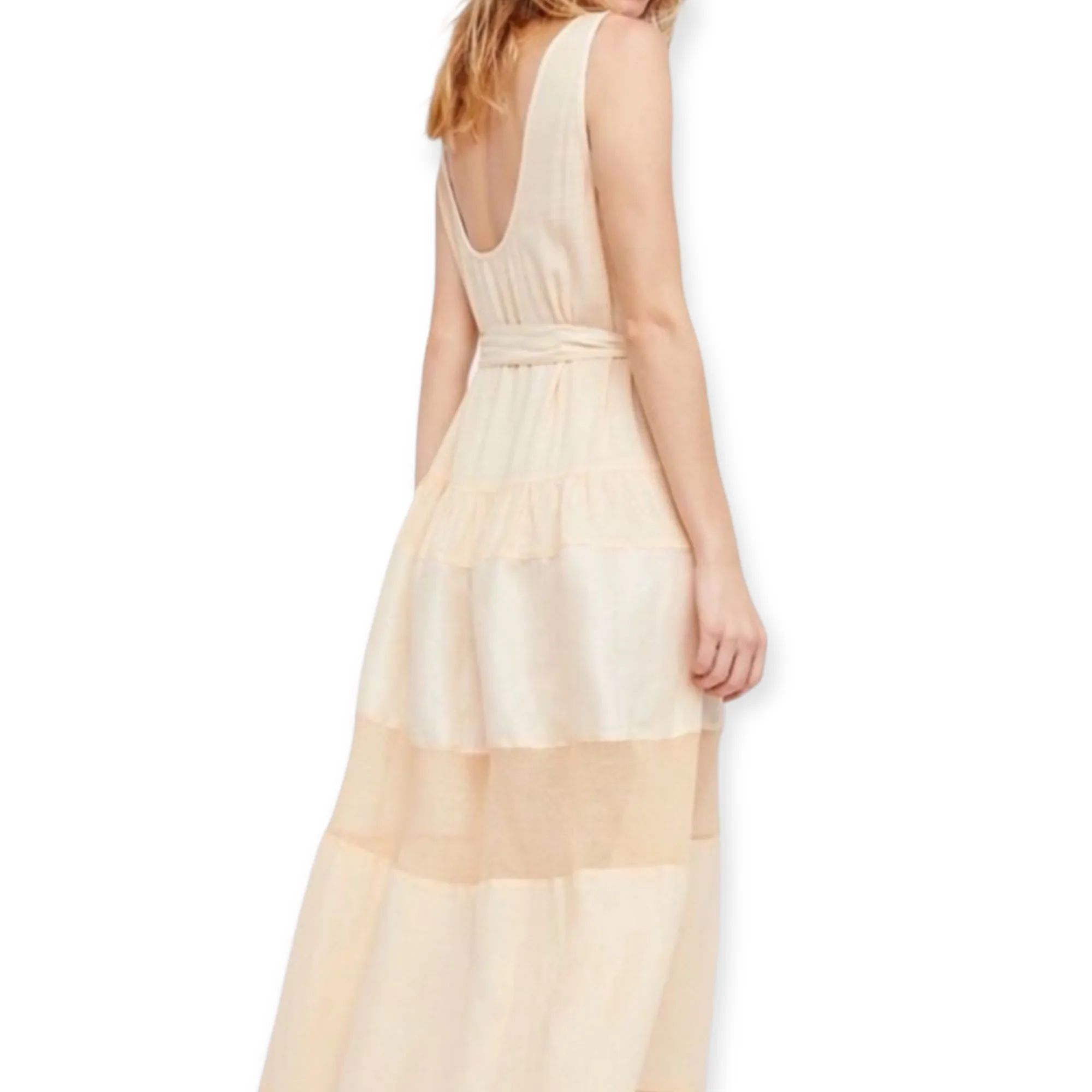 Free People Sleeveless Cream Panel Maxi Dress