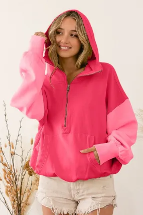 Fuchsia Color Block Hoodie