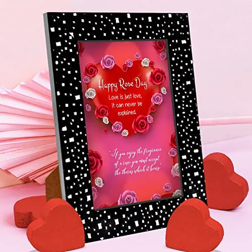 GIFT MY PASSION Happy Rose Day Love Quotation Photo Frame with Teddy Bear Combo Pack of 2 Gift for Him & Gift for Her