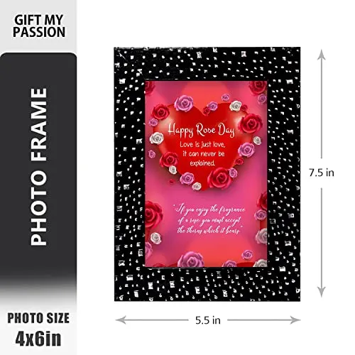 GIFT MY PASSION Happy Rose Day Love Quotation Photo Frame with Teddy Bear Combo Pack of 2 Gift for Him & Gift for Her