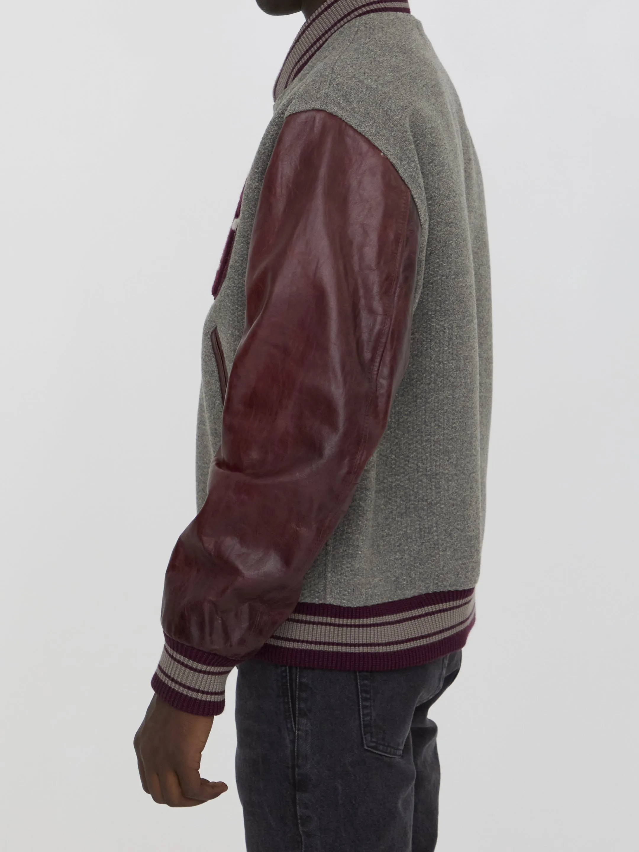 Golden Goose Wool Bomber Jacket With Leather Sleeves