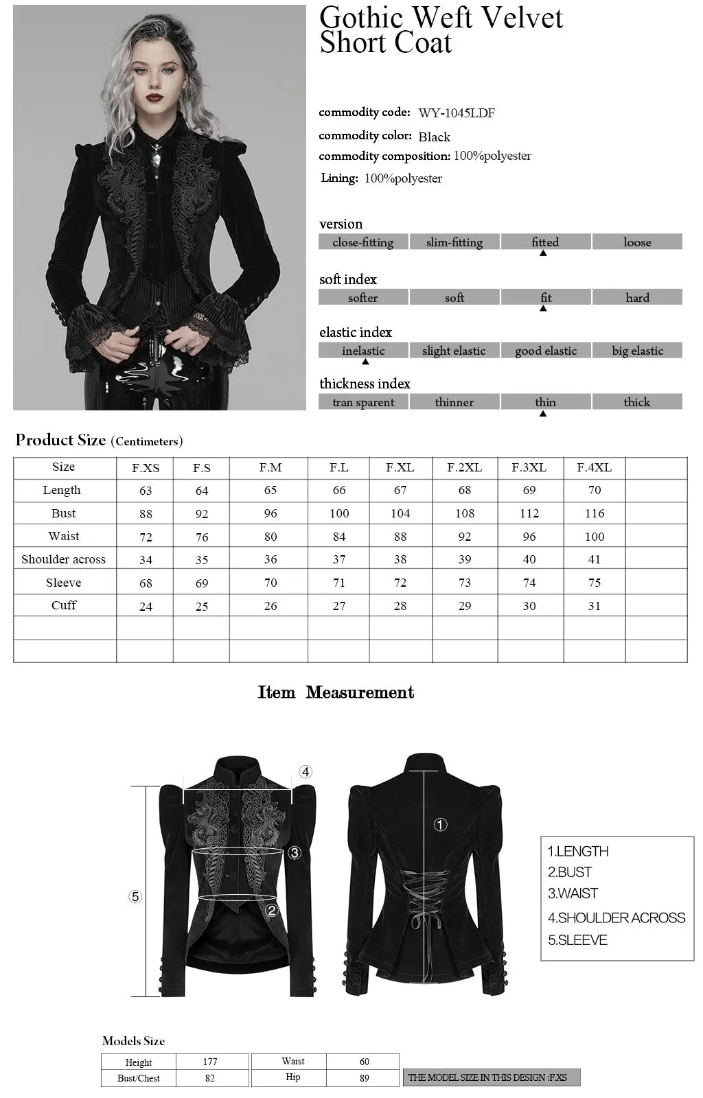 Goth Weft Vellet Short Coat