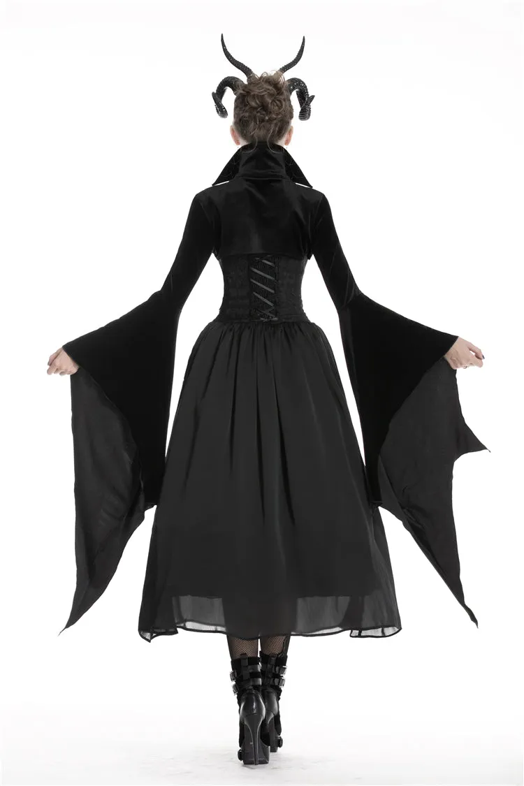 Gothic women velvet Black vampire cape with bat big sleeves BW069