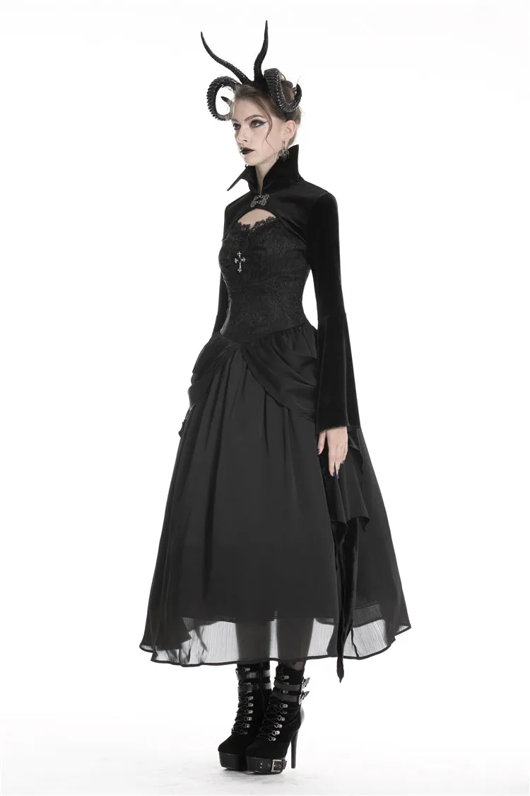 Gothic women velvet Black vampire cape with bat big sleeves BW069