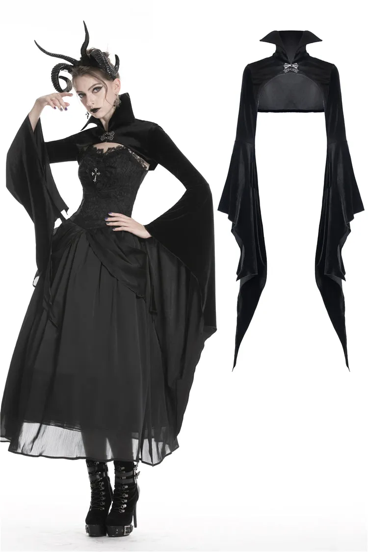 Gothic women velvet Black vampire cape with bat big sleeves BW069