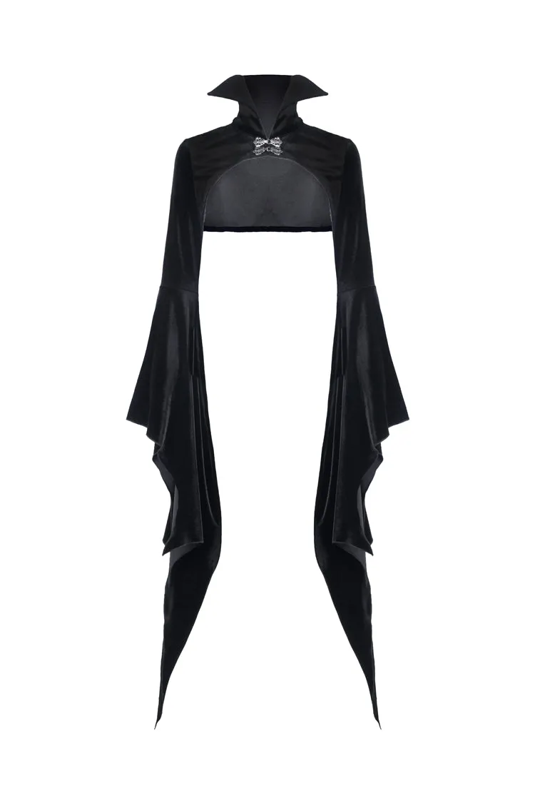 Gothic women velvet Black vampire cape with bat big sleeves BW069