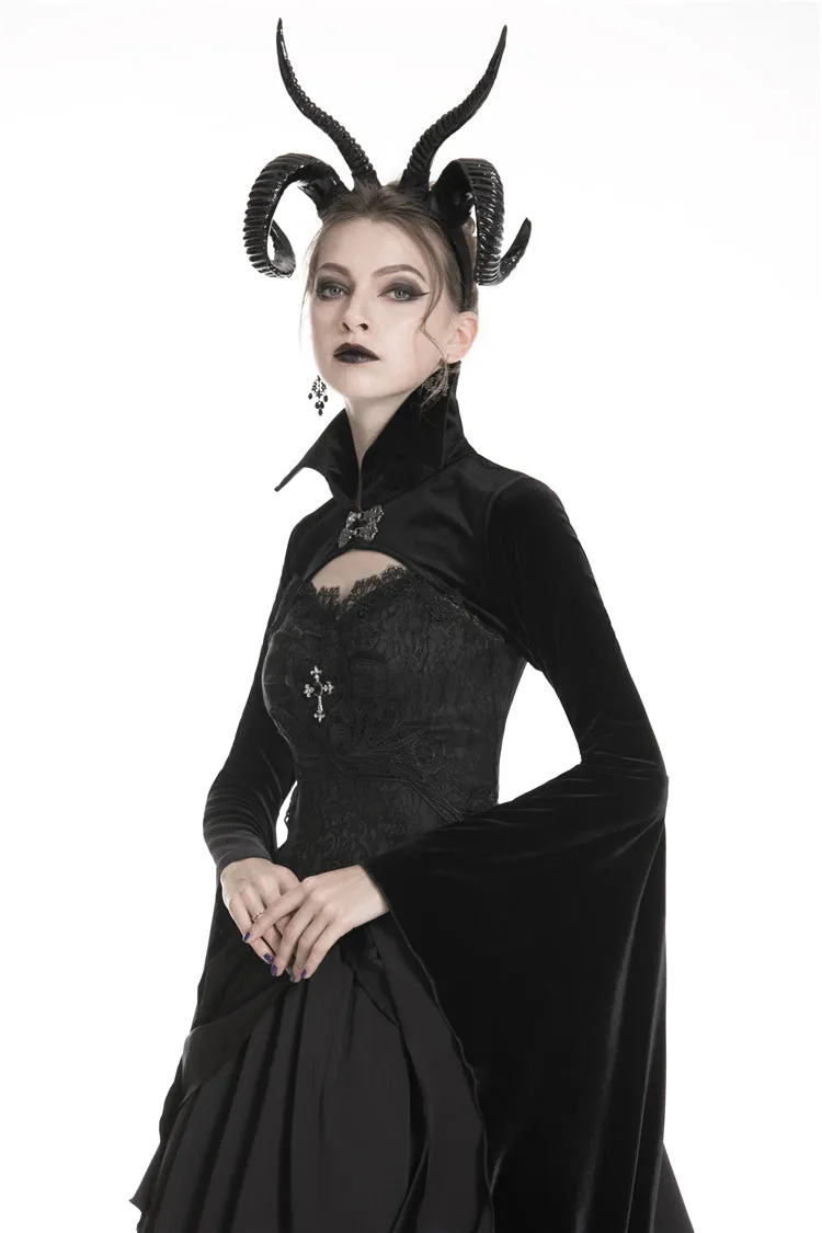 Gothic women velvet Black vampire cape with bat big sleeves BW069