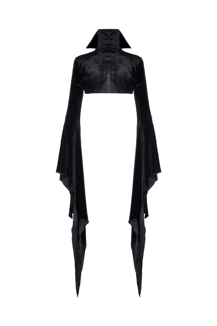 Gothic women velvet Black vampire cape with bat big sleeves BW069