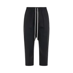 Heavy Cotton Drawstring Cropped Pants in Black