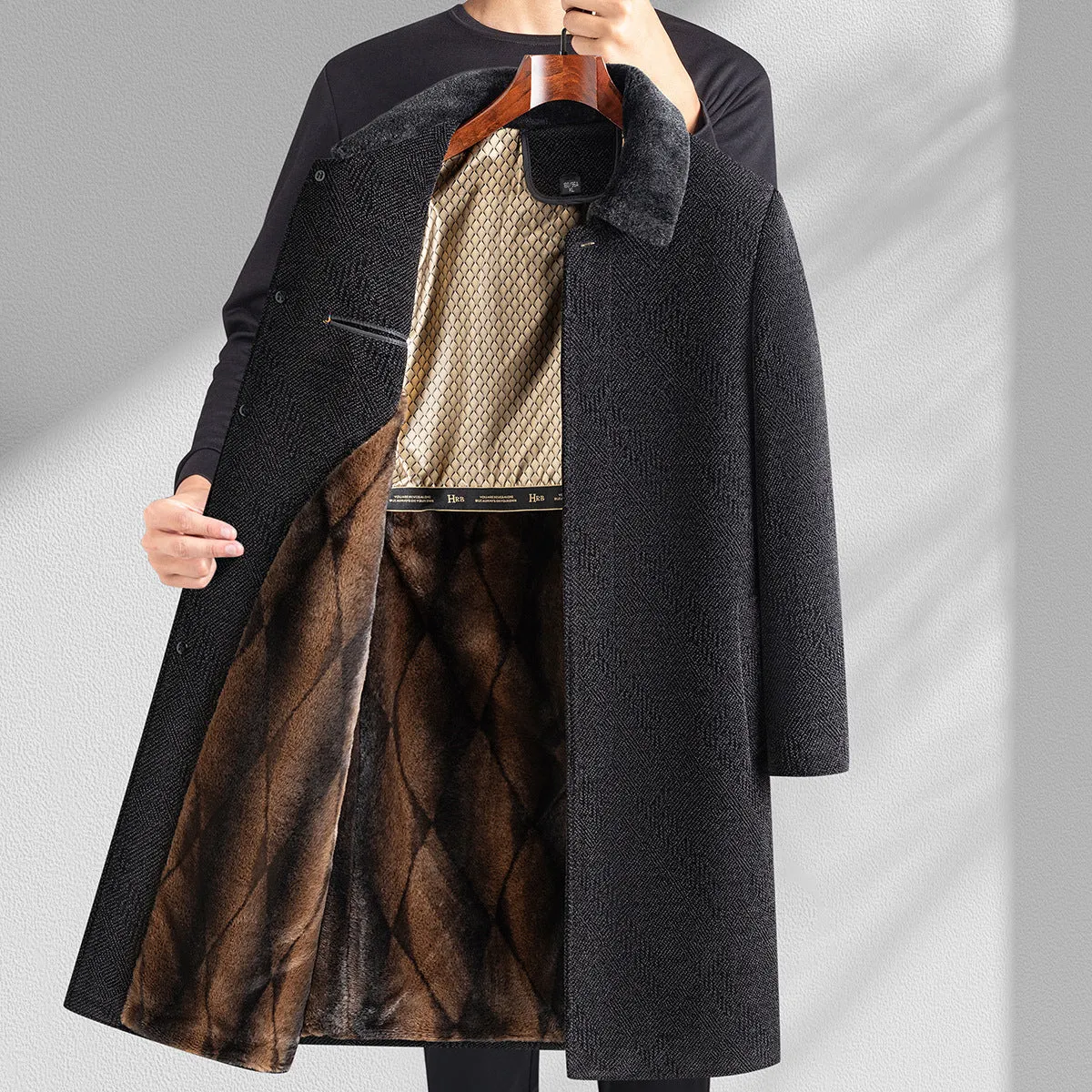 INSTOCK-Chenille mid-length men's coat